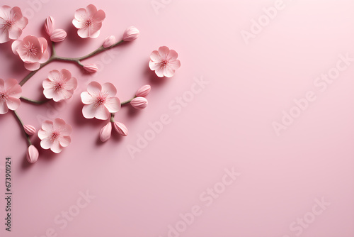 Delicate Dance of Spring: Cherry Blossoms in Full Bloom Embrace a Pink Canvas © KaziTariqul