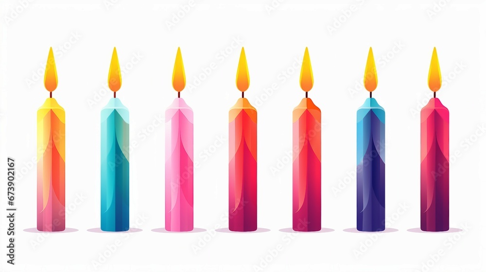 Flat Design Advent Candles Set for Festive Holiday Decorations Isolated Vector Illustration Flat Design Advent Candles Set for Festive Holiday Decorations Isolated Vector Illustration