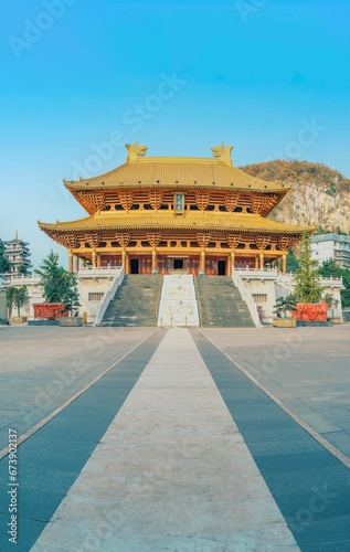 Dacheng Hall of Confucian Temple under the blue sky in Liuzhou, Guangxi.