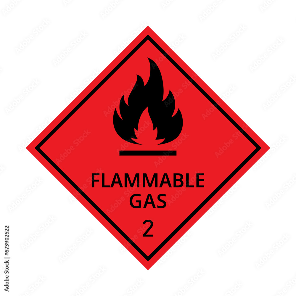 Flammable gas Warning Sign vector illustration, placards class 2. Flammable gas caution sign. Flammable gas Warning Sign vector illustration, placards class 2. Flammable gas caution sign.