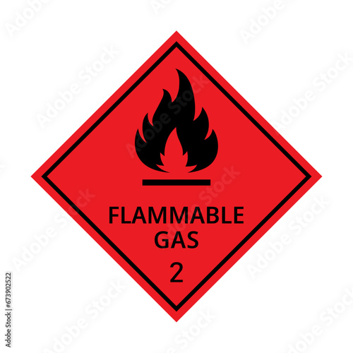 Flammable gas Warning Sign vector illustration, placards class 2. Flammable gas caution sign.