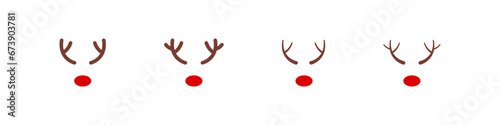 Fototapeta Reindeer antlers and nose vector icon set