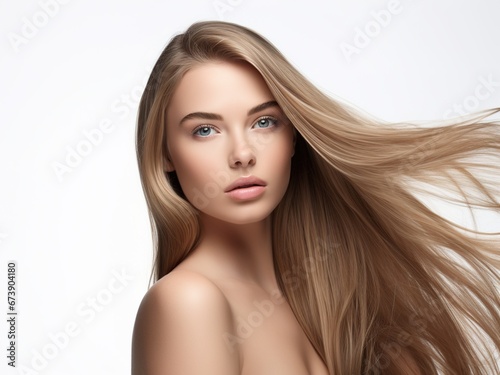 Young beautiful model with long straight hair