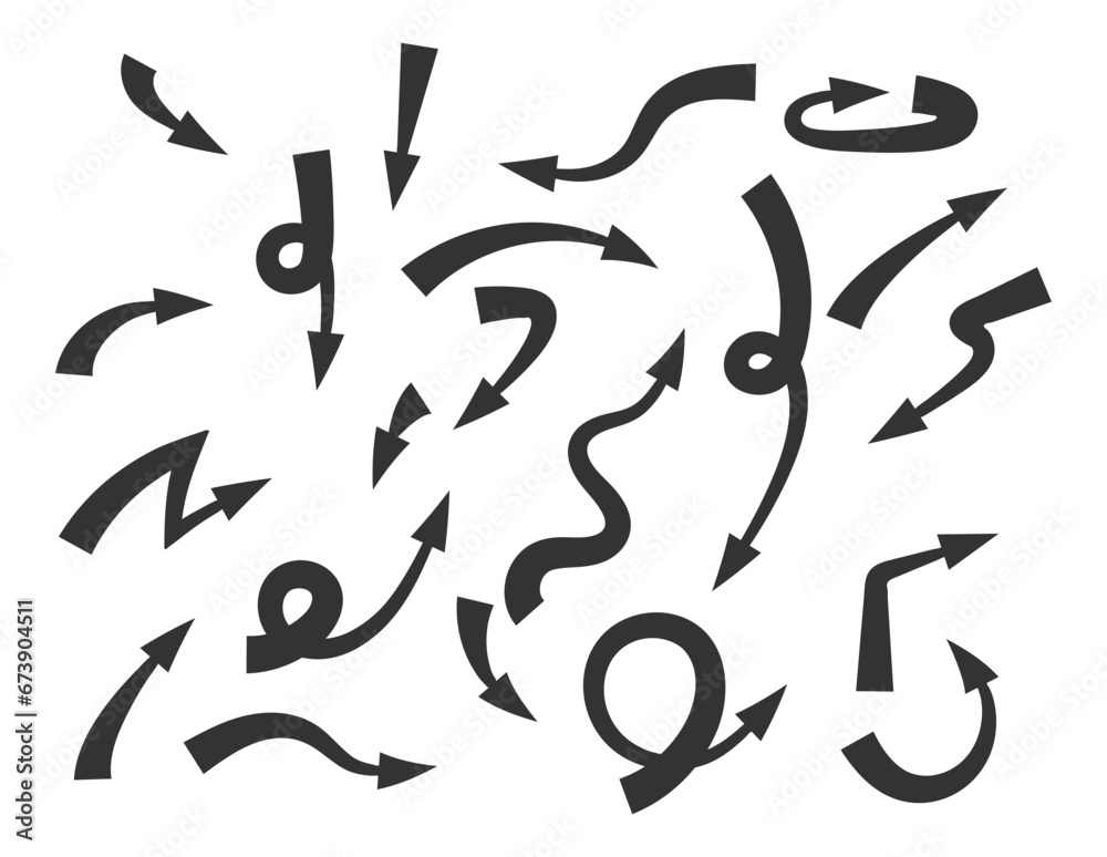 Collection arrows vector background black and white symbols. Different arrow icon set circle