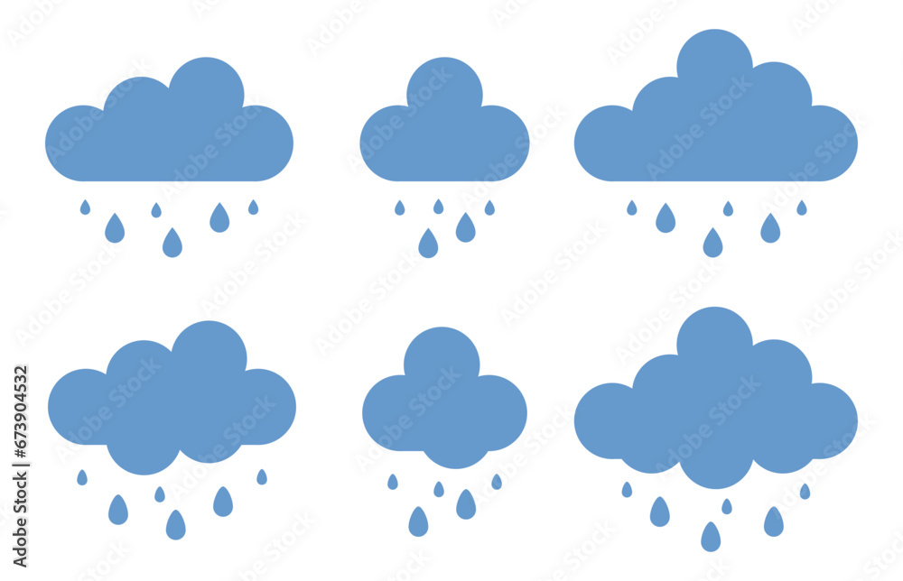 Obraz premium Rain weather icon set. Cloud vector in trendy flat style isolated on white background.