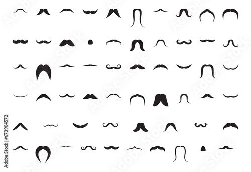 Different mustache vector icon set. Male symbol retro style. photo