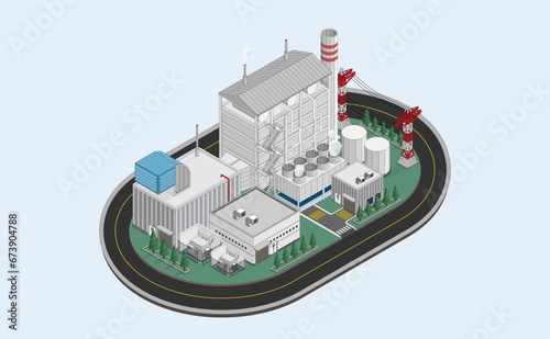 combine cycle power plant  the natural gas energy  natural gas  power plant with isometric graphic