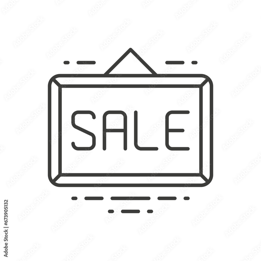 Sale hanged rectangle signboard real estate thin line art icon vector illustration Sale hanged rectangle signboard real estate thin line art icon vector illustration