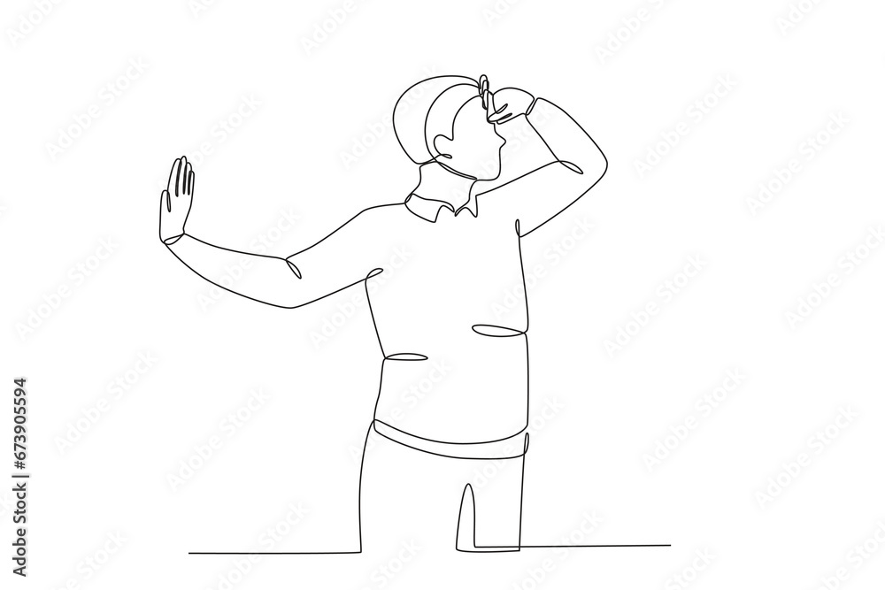 A man feeling depressed. Blue Monday one-line drawing A man feeling depressed. Blue Monday one-line drawing