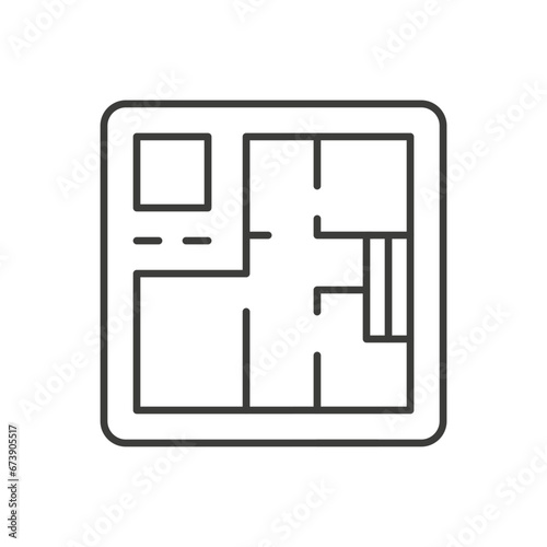 Apartment plan house architecture real estate pictogram top view thin line art icon vector