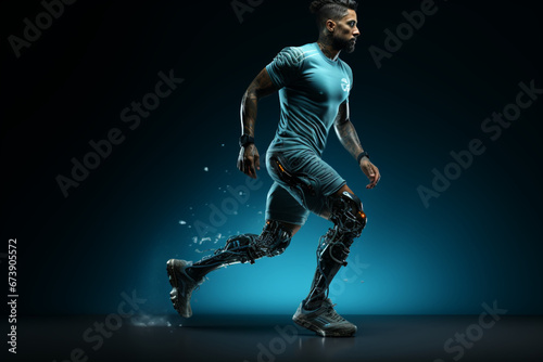 A man with prosthetic leg running, poster made with AI © The Picture House