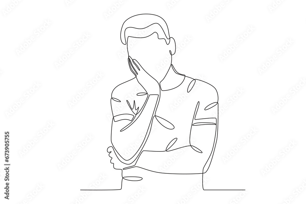 A man was gloomy. Blue Monday one-line drawing A man was gloomy. Blue Monday one-line drawing