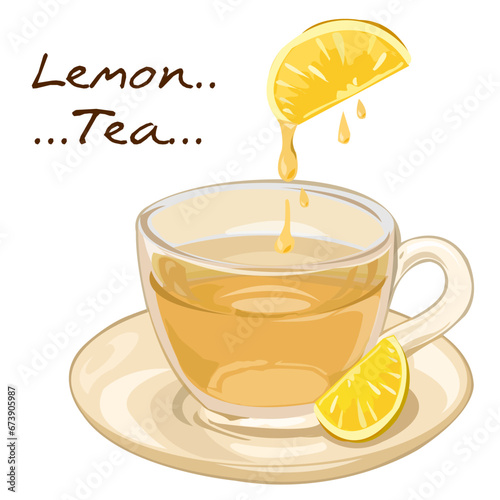 A cup of Lemon Tea hot tea vector illustration isolated on a white background