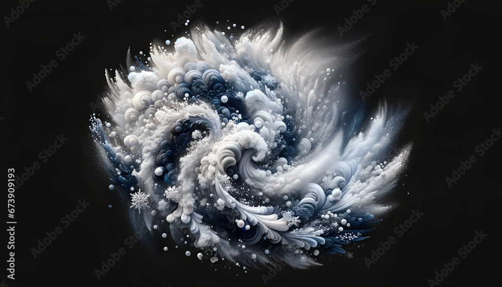 Fototapeta premium Frost's Canvas: Blue Hues of Abstract Snow Swirls
