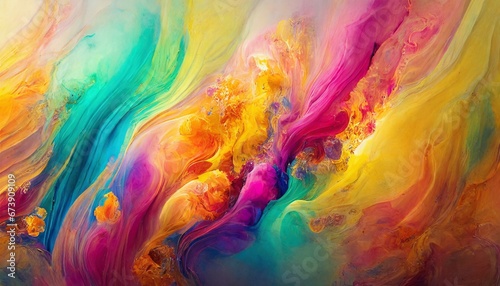 Colourful abstract vibrant gradient liquid art illustraion background with copy space  © CreativeStock