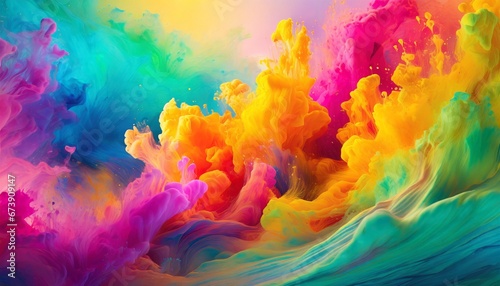 Colourful abstract vibrant gradient liquid art illustraion background with copy space 