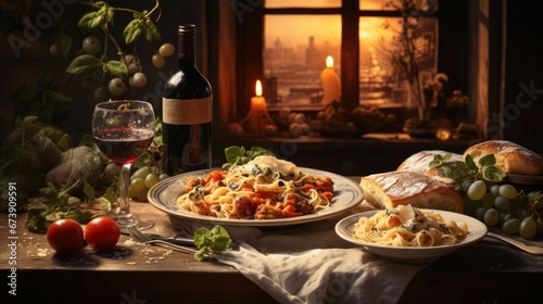 italian dinner setting ai generated