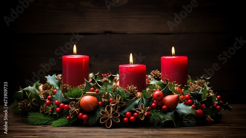 Advent Wreath with Four Candles - Modern Handmade Holiday Decoration for Christmas Celebrations and Home Decor