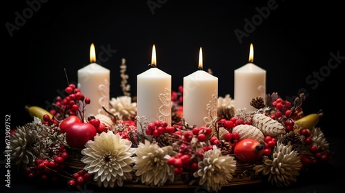 Advent Wreath with Four Candles - Modern Handmade Holiday Decoration for Christmas Celebrations and Home Decor