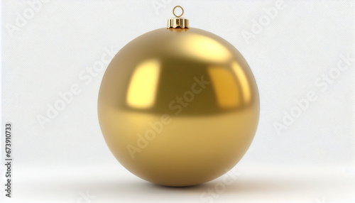 An isolated close-up of a glittering gold Christmas ball against a white background