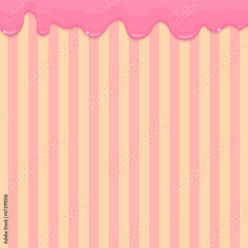 Pink liquid and pastel striped background