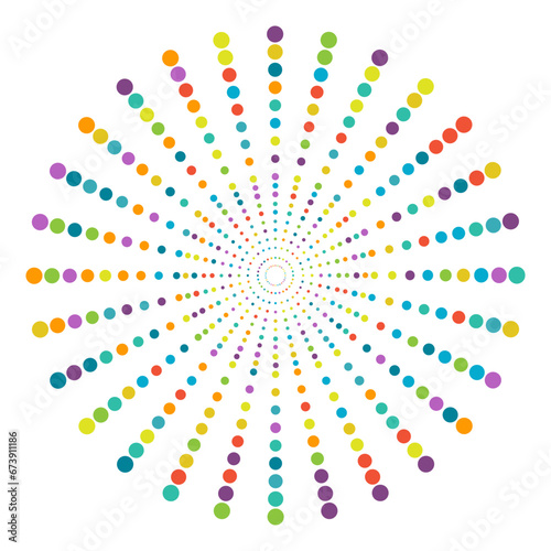 circle of multi-colored dots of different diameters for creative design