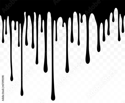 Paint dripping. Dripping liquid. Paint flows. Current paint, stains. Current drops. Current inks. Drip texture. Flowing liquid. Stencil drops. Paint splatter. Molten chocolate. Seamless pattern