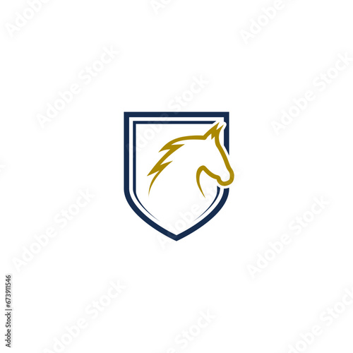 Abstract horse shield icon logo. Royal horse logo isolated on white background