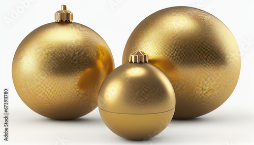 Christmas balls made of gold, isolated on a white background