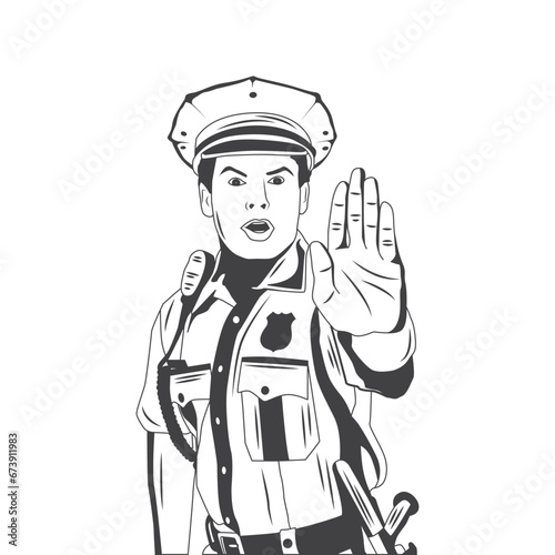 Retro Policeman  Vector Stock Illustration