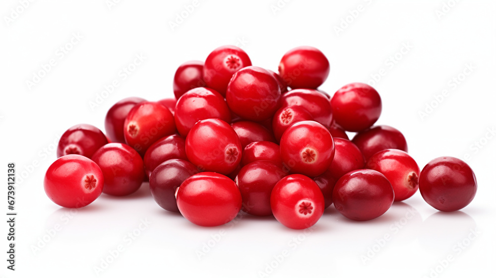 Cranberries on Isolated White Background