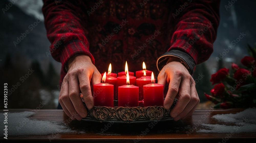 Lighting the First Candle on the Advent Wreath Serene Candle Glow for