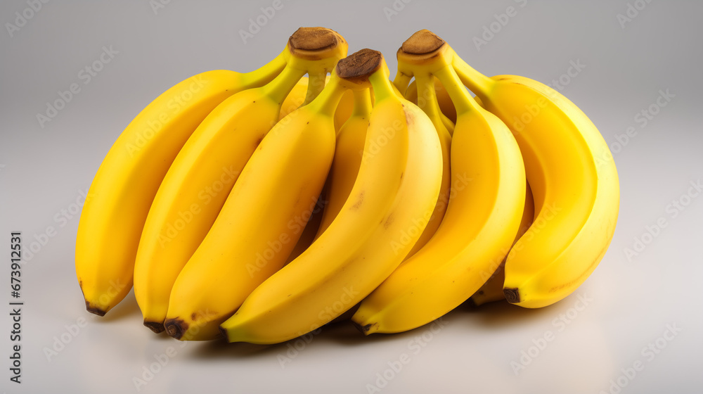 Ripe Bananas on Isolated White Background