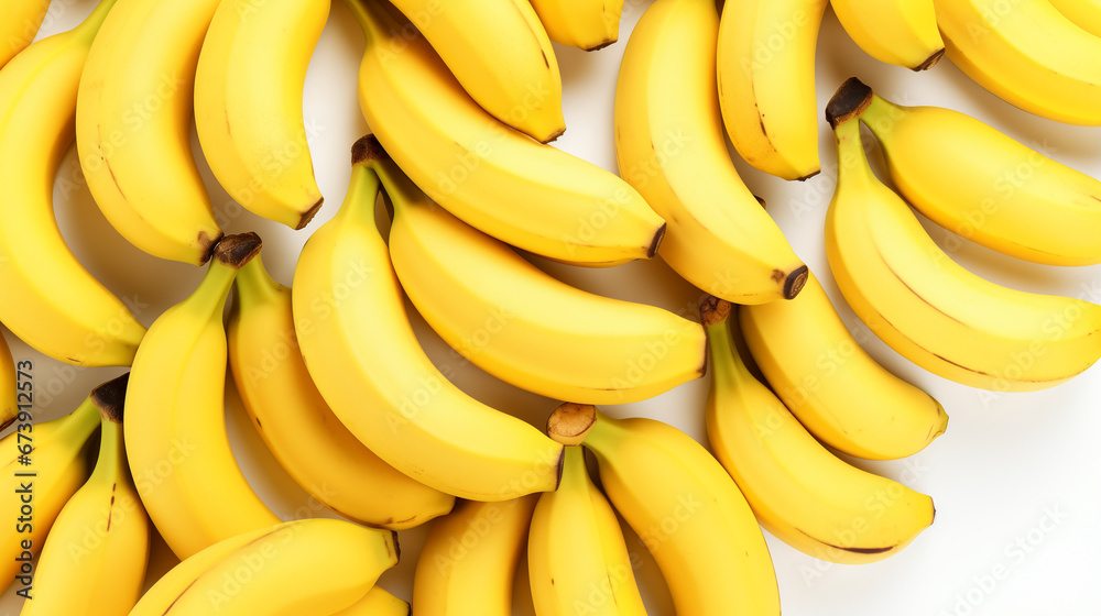 Ripe Bananas on Isolated White Background