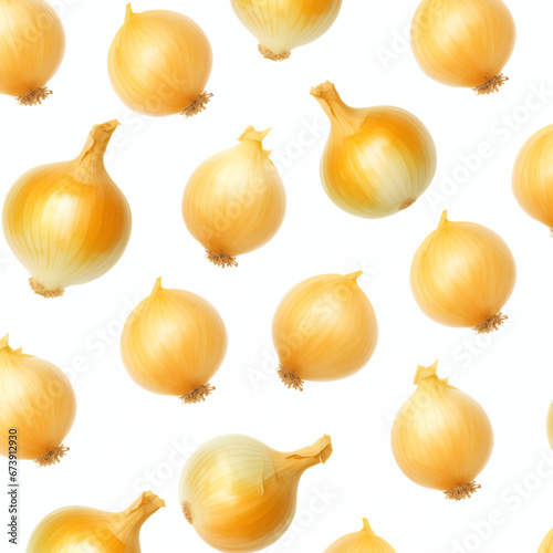 Yellow Onions on a White Background