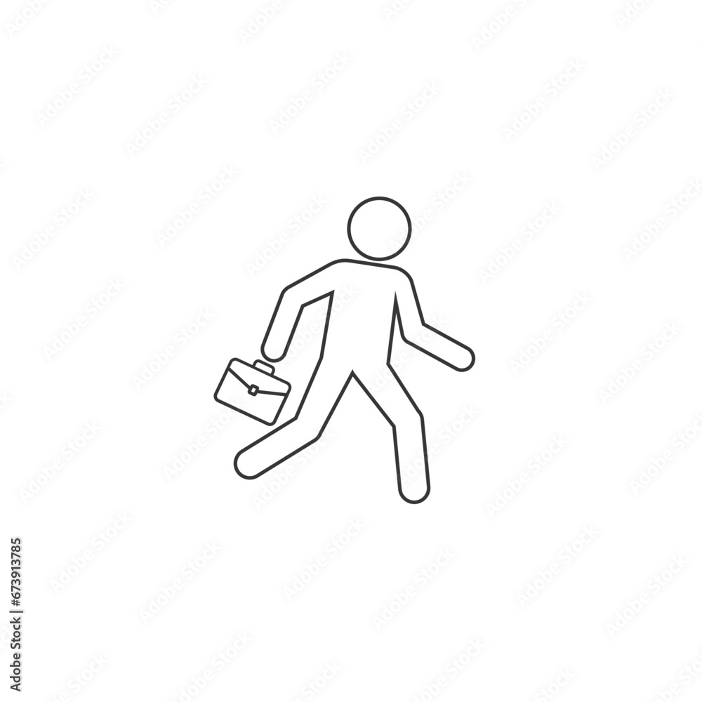 Business icon vector illustration of a businessman running with briefcase, business, energetic, dynamic concept Business icon vector illustration of a businessman running with briefcase, business, energetic, dynamic concept