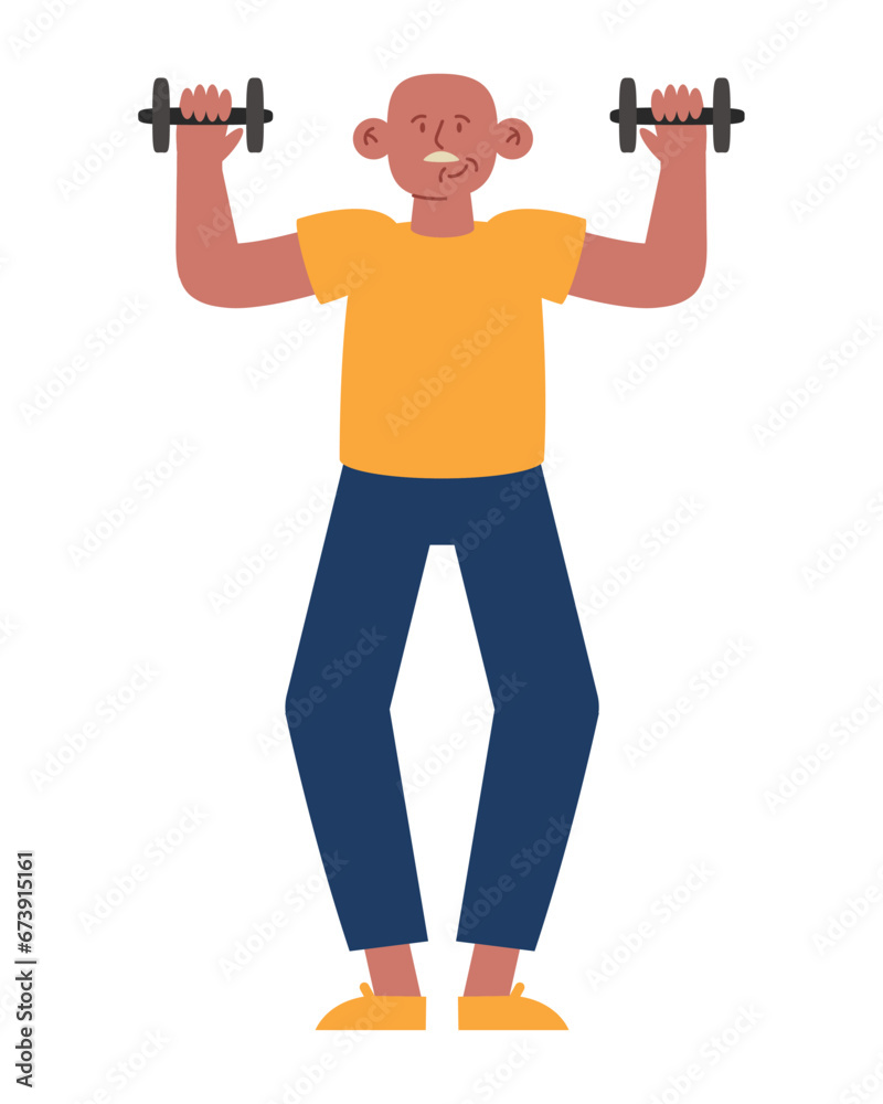 old person active with dumbells old person active with dumbells