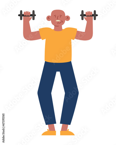old person active with dumbells