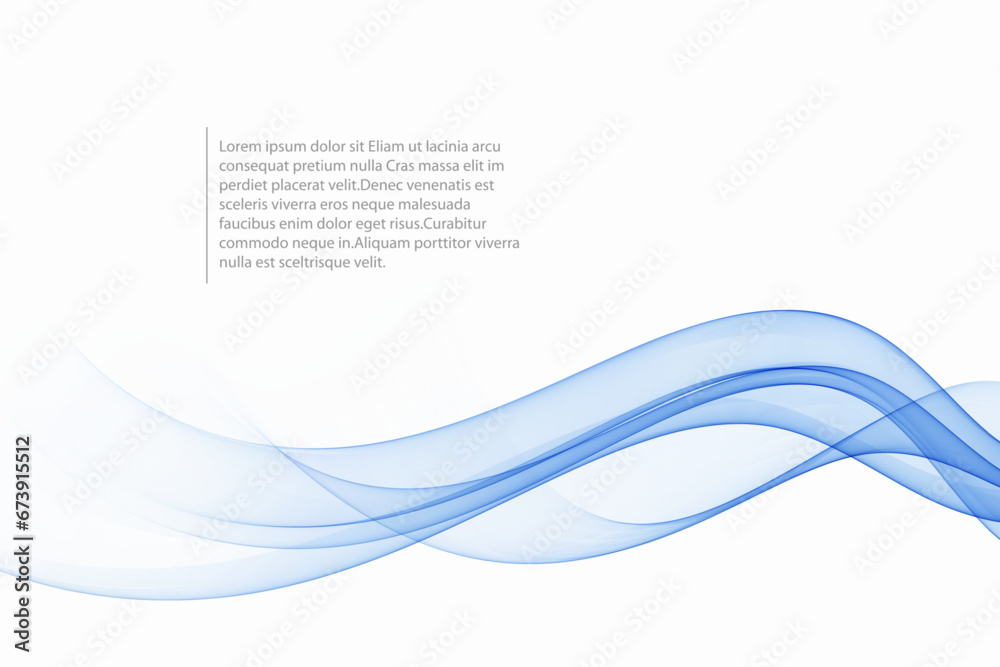 Transparent wavy blue lines. Wave of flowing blue smoke. Abstract blue wave background.