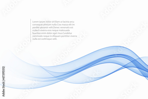 Transparent wavy blue lines. Wave of flowing blue smoke. Abstract blue wave background. © lesikvit