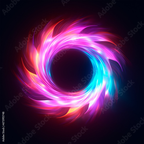 luminous circle spiral with black background with various colors