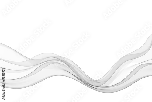 Smooth gray abstract wave flow. Illustration of a gray flow curve motion on a white background.