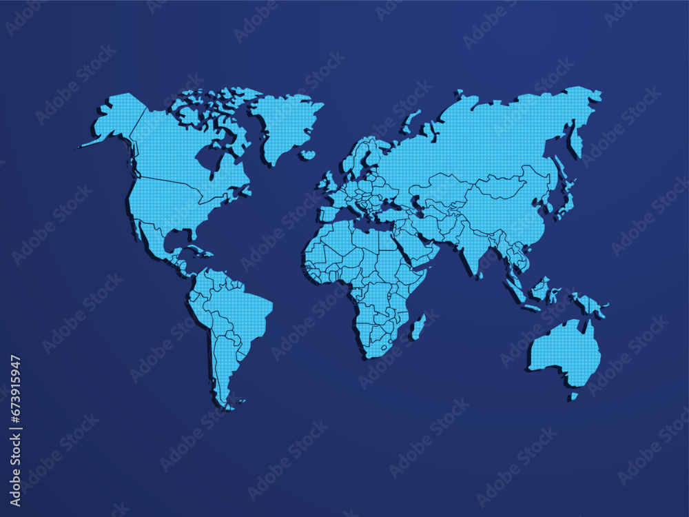 blue world map,World Map vector. Blue similar world map blank vector on white background. Blue similar world map with borders of all countries. High-quality world map. Stock vector. Vector illustratio