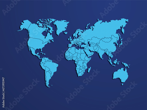blue world map World Map vector. Blue similar world map blank vector on white background. Blue similar world map with borders of all countries. High-quality world map. Stock vector. Vector illustratio