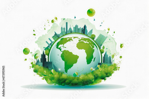Crystal globe with clean hydrogen energy concept. Clean environment and ecology for green earth concept.
