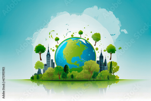 Crystal globe with clean hydrogen energy concept. Clean environment and ecology for green earth concept.