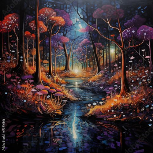 Magic forest in fantasy land 