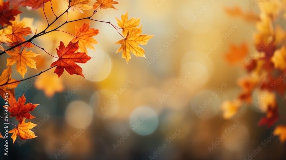 autumn background with maple leaves with soft focus light and bokeh background autumn background with maple leaves with soft focus light and bokeh background