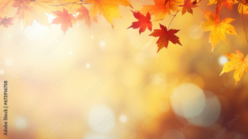 autumn background with maple leaves with soft focus light and bokeh background autumn background with maple leaves with soft focus light and bokeh background