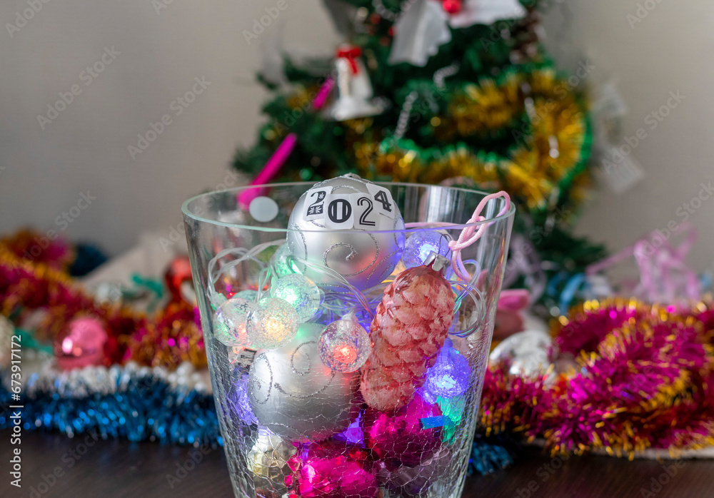 Close up shot of new year decorations. New year changing numbers. Holiday Close up shot of new year decorations. New year changing numbers. Holiday